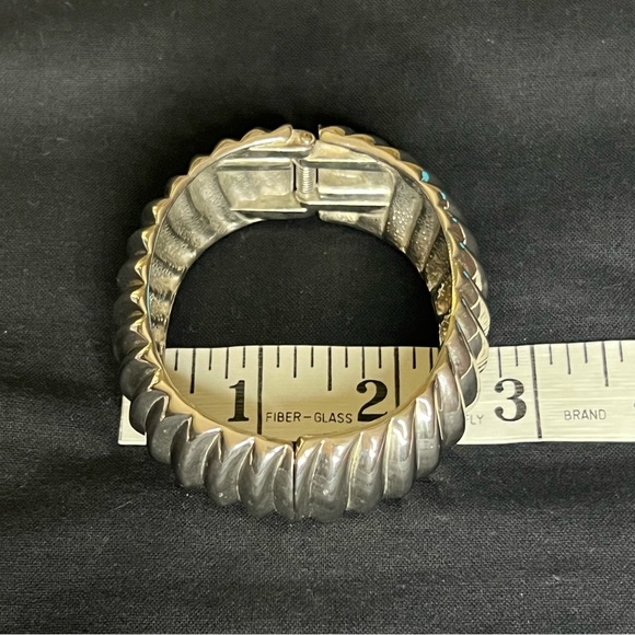 Chunky Silver Tone Clamper Bracelet - Picture 9 of 10